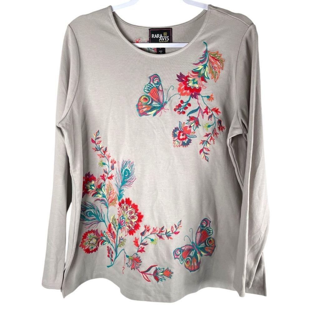 Tan Embellished Long Sleeve Blouse